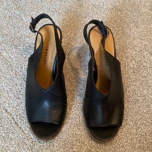 Lucky brand black leather sling backs Size 10